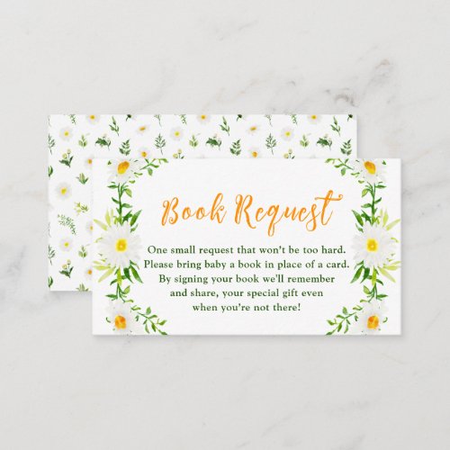 Spring Daisies Floral Baby Shower Book Request Enclosure Card
