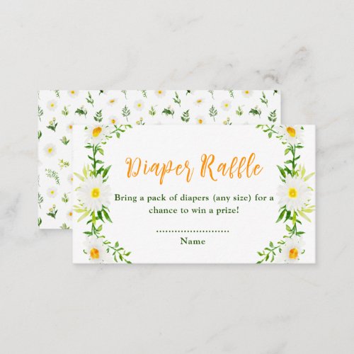 Spring Daisies Floral Baby Shower Diaper Raffle Enclosure Card