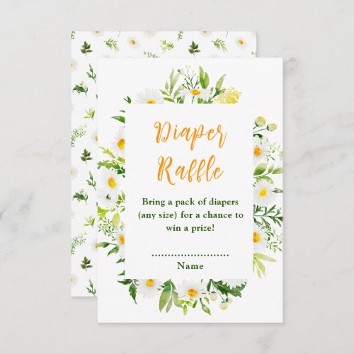 Spring Daisies Floral Baby Shower Diaper Raffle Enclosure Card