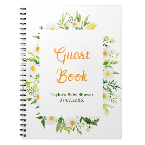 Spring Daisies Floral Baby Shower Guest Book