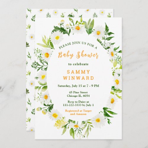 Spring Daisies Floral Baby Shower Invitation