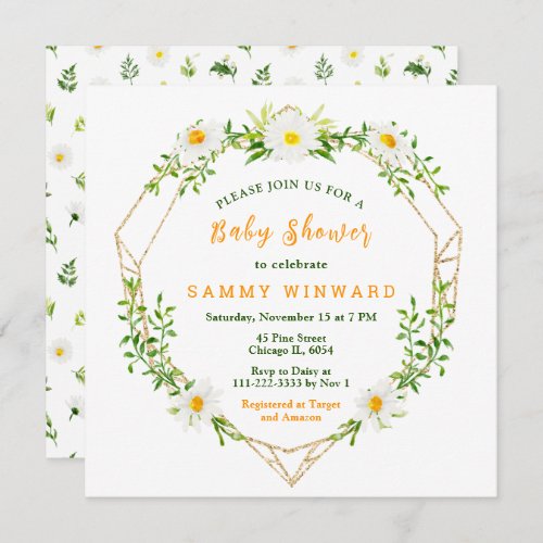 Spring Daisies Floral Baby Shower Invitation