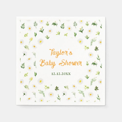 Spring Daisies Floral Baby Shower Napkins