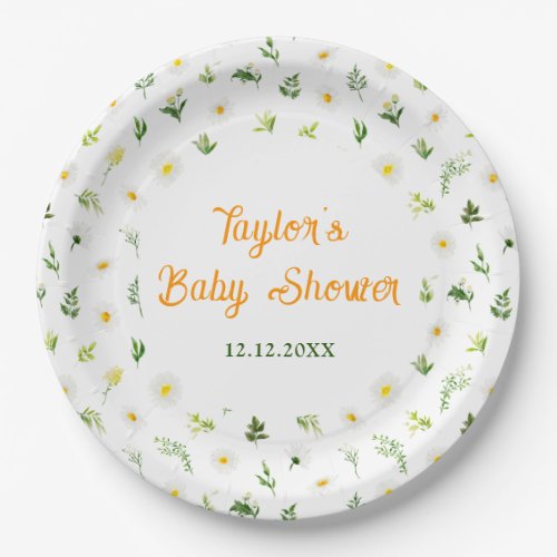 Spring Daisies Floral Baby Shower Paper Plates
