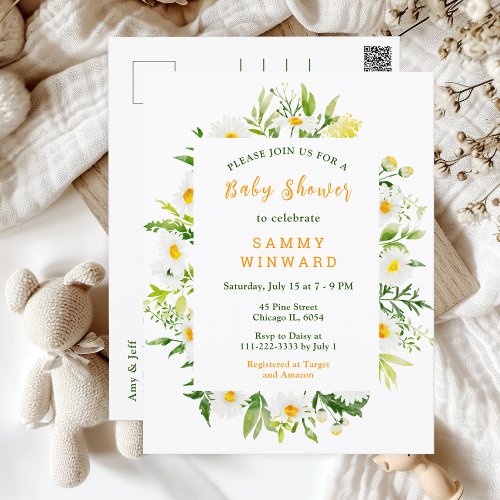 Spring Daisies Floral Baby Shower Postcard