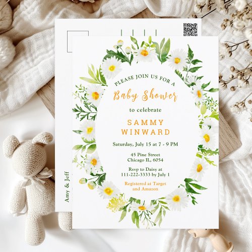 Spring Daisies Floral Baby Shower Postcard