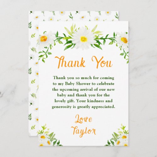 Spring Daisies Floral Baby Shower Thank You Card