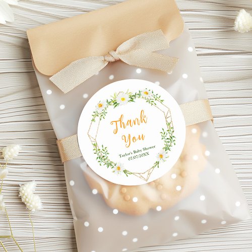 Spring Daisies Floral Baby Shower Thank You Classic Round Sticker