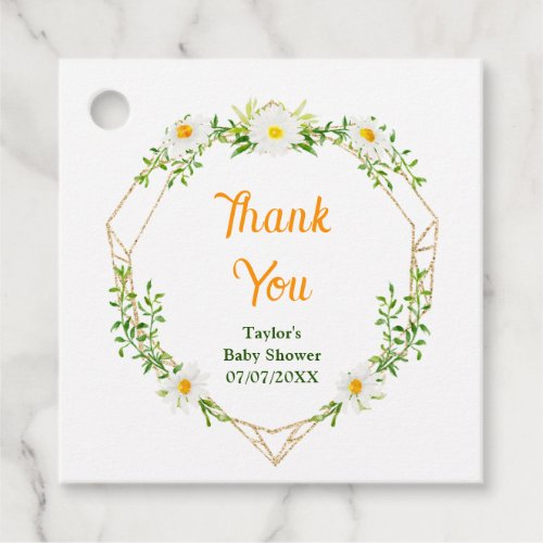 Spring Daisies Floral Baby Shower Thank You Favor Tags