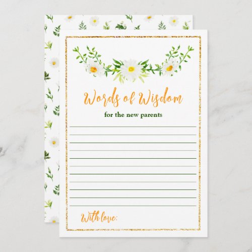 Spring Daisies Floral Baby Shower Words Of Wisdom Invitation