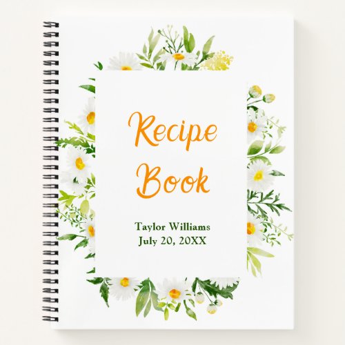 Spring Daisies Floral Recipe Book