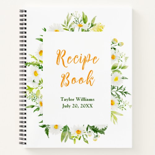 Spring Daisies Floral Recipe Book