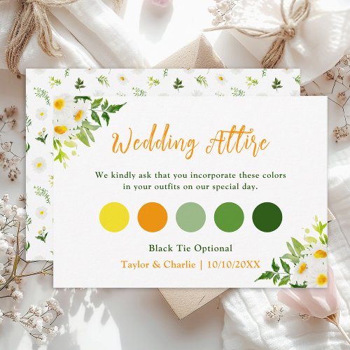 Spring Daisies Floral Wedding Attire Dress Code Enclosure Card