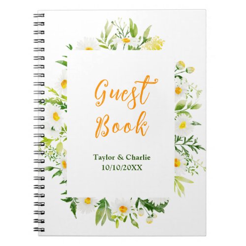 Spring Daisies Floral Wedding Guest Book