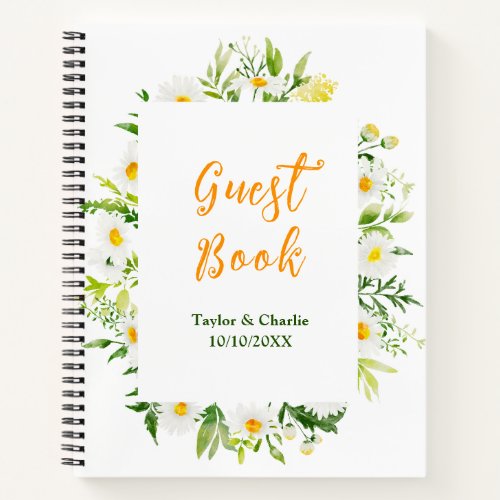 Spring Daisies Floral Wedding Guest Book