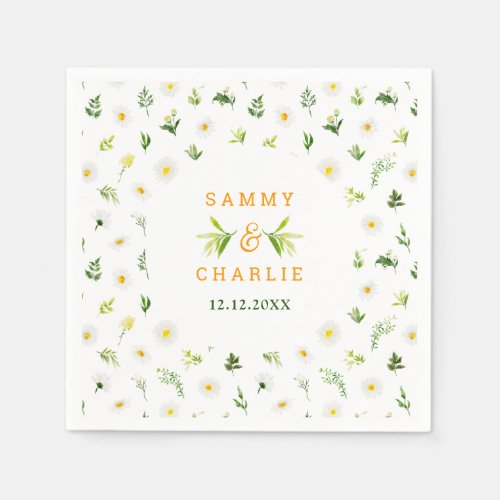 Spring Daisies Floral Wedding Napkins