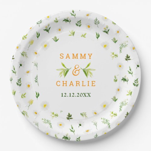 Spring Daisies Floral Wedding Paper Plates