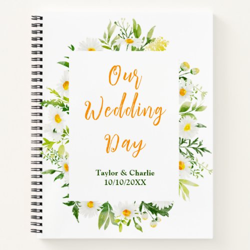 Spring Daisies Floral Wedding Planner Notebook