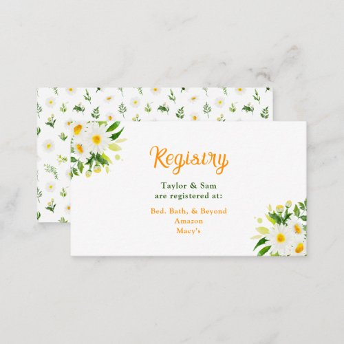 Spring Daisies Floral Wedding Registry Enclosure Card