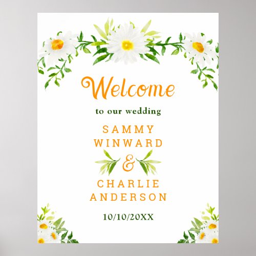 Spring Daisies Floral Wedding Welcome Sign