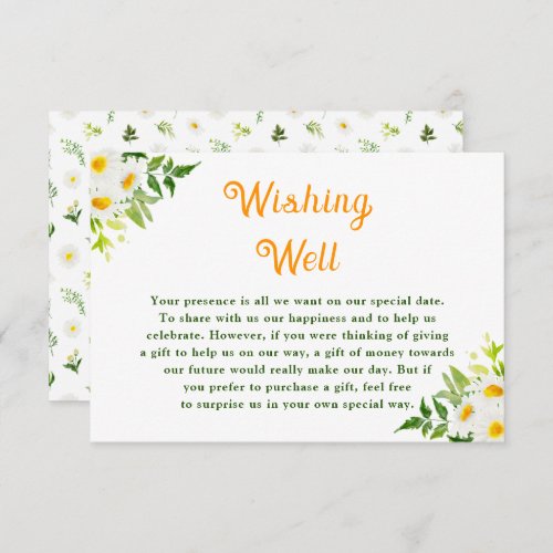 Spring Daisies Floral Wedding Wishing Well Enclosure Card