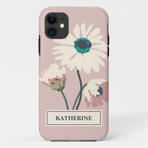 Spring Daisies Modern Floral Blooms Personalized  iPhone 11 Case