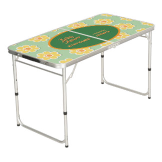 Spring Daisies on Pastel Sage Green Beer Pong Table