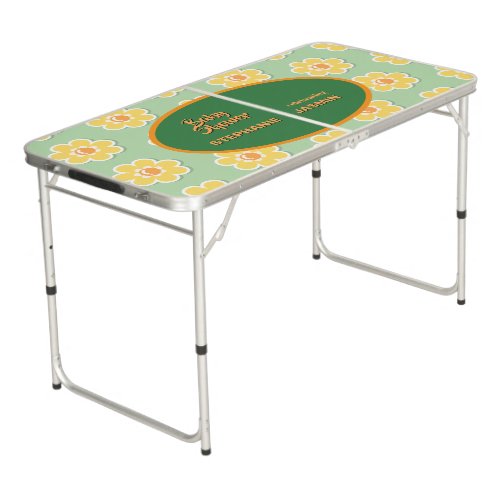 Spring Daisies on Pastel Sage Green Beer Pong Table