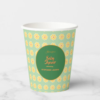 Spring Daisies on Pastel Sage Green Paper Cups