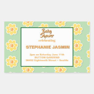 Spring Daisies on Pastel Sage Green Rectangular Sticker