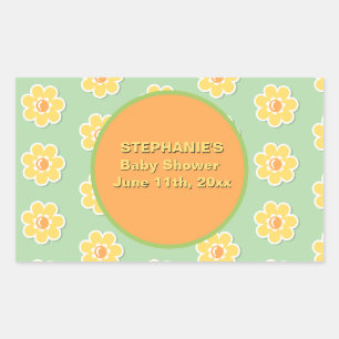 Spring Daisies on Pastel Sage Green Rectangular Sticker