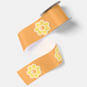 Spring Daisies on Pastel Sage Green Satin Ribbon