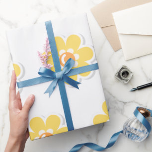 Spring Daisies on Pastel Sage Green Wrapping Paper