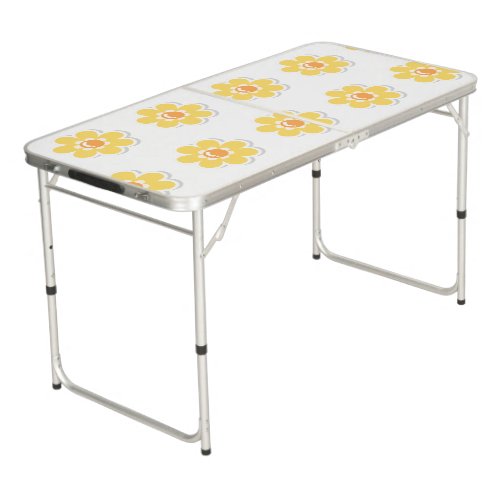 Spring Daisies on white Beer Pong Table