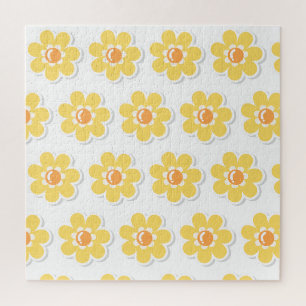 Spring Daisies on white Jigsaw Puzzle