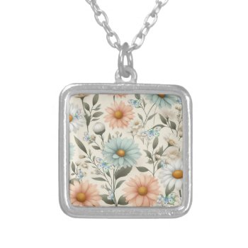 Spring Daisies Silver Plated Necklace by AutumnRoseMDS at Zazzle