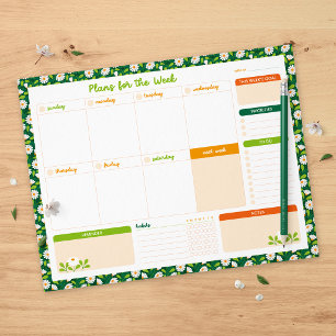 Spring Daisies & Vine Weekly Sunday Start Planner Notepad
