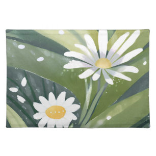 Spring Daisies Watercolor White Floral Garden Cloth Placemat