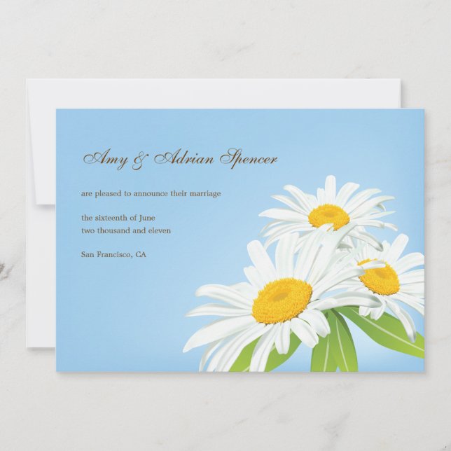Spring Daisies Wedding Announcement Card (Front)