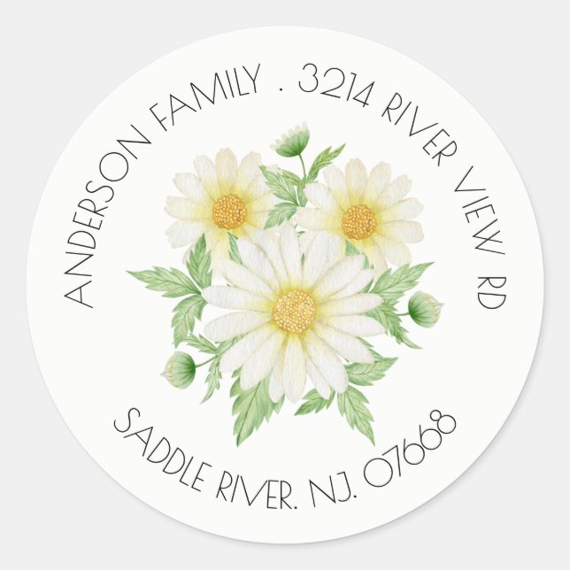 Spring Daisy Address Label Sticker (Front)