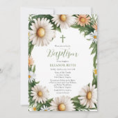 Spring Daisy Blooms Girl Floral Baptism Invitation | Zazzle