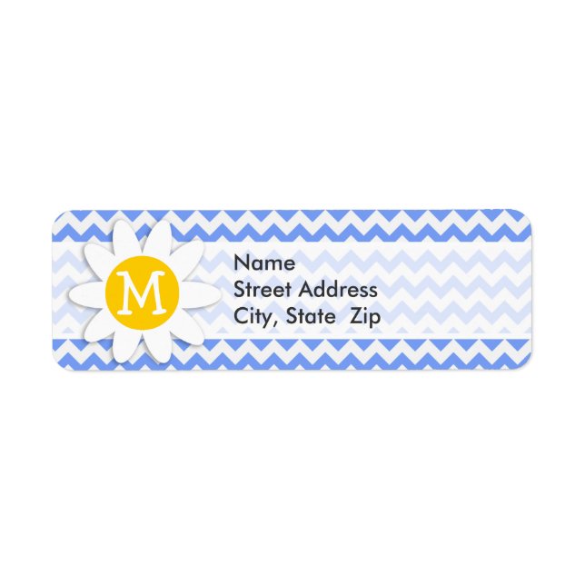 Spring Daisy; Blue Chevron Pattern Label (Front)