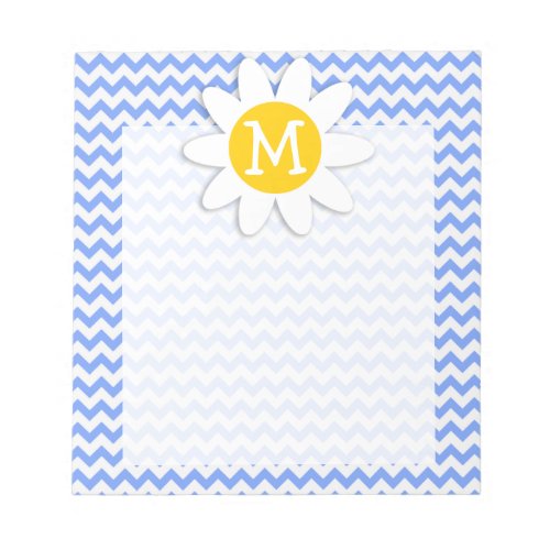 Spring Daisy Blue Chevron Pattern Notepad