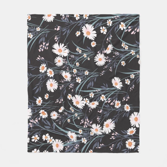 Spring Daisy Floral Seamless Design Fleece Blanket (Front)