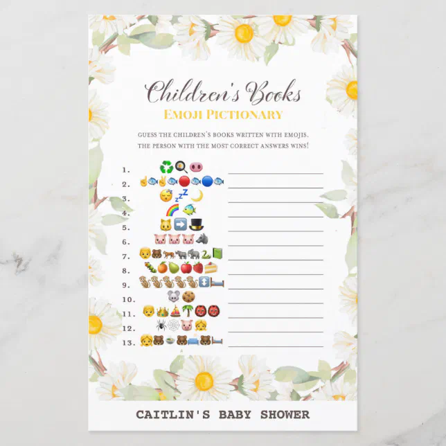 Spring Daisy Flower Baby Shower Game Zazzle spring-daisy-flower-baby-shower-game-zazzle
