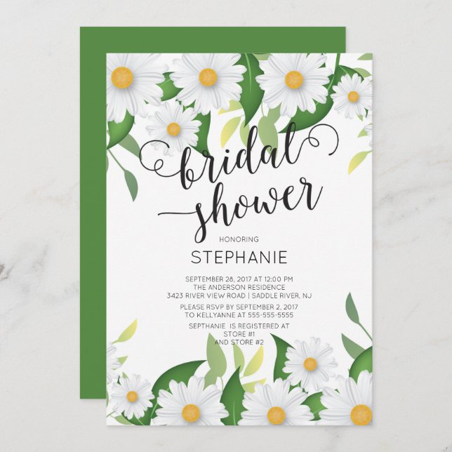 Spring Daisy Flowers Bridal Shower Invitation (Front/Back)
