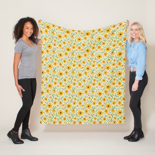 Spring Daisy Flowers Fleece Blanket