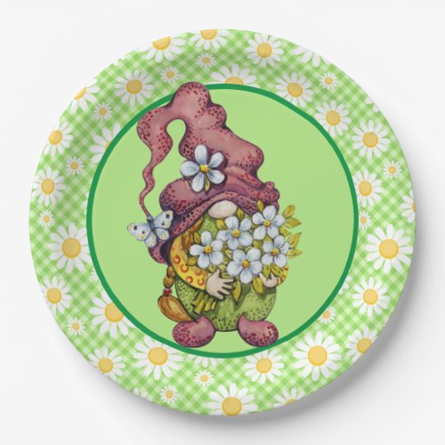 Spring Daisy Gnome Paper Plates