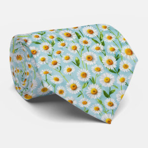 Spring Daisy Micro Pattern Neck Tie