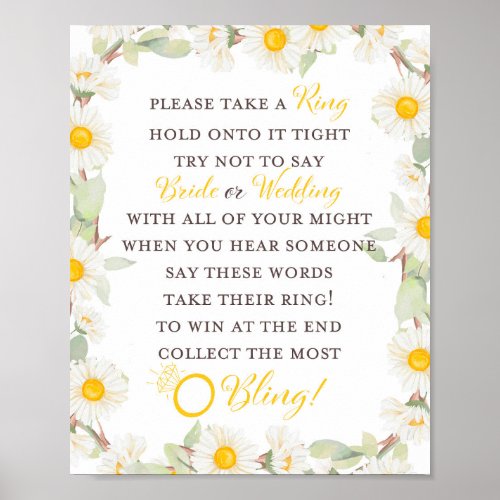 Spring Daisy Themed Bridal Shower Sign